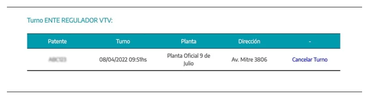 Paso 3 para consultar o cambiar el turno de la VTV en Moreno